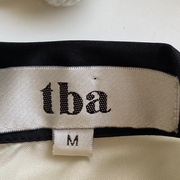 TBA To Be Adored Silk Blouse Medium Cream Ivory Black Collar Semi Sheer Zip Back - Picture 5 of 9